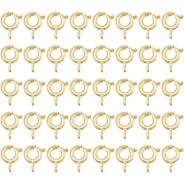 40Pcs Spring Ring Clasps 7.5x5mm 18K Gold Plated Spring Clasps Brass Round Clasps Open Ring Jewelry Spring Clasp Jewelry Connector Clasps for Brecelet Neckalce Jewelry DIY Craft Making