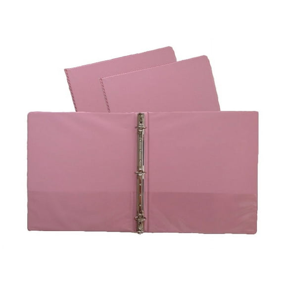 Pink Vinyl Standard 3-Ring Binders, 1-Inch, for 8.5" x 11" Sheets, with Inside Pockets, 3-Pack