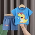 thumbnail image 4 of KPOPLK Baby Boys Summer Clothes Outfit 6 12 18 24 36 48 Months Toddle Tie-dye Print Clothing Short Sleeve Crew Neck T-shirt with Elastic Waist Shorts Set(Blue,6-12 Months), 4 of 4