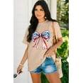 thumbnail image 5 of Women's Patriotic American Flag Bow Knot Print Round Neck T-Shirt, 5 of 8