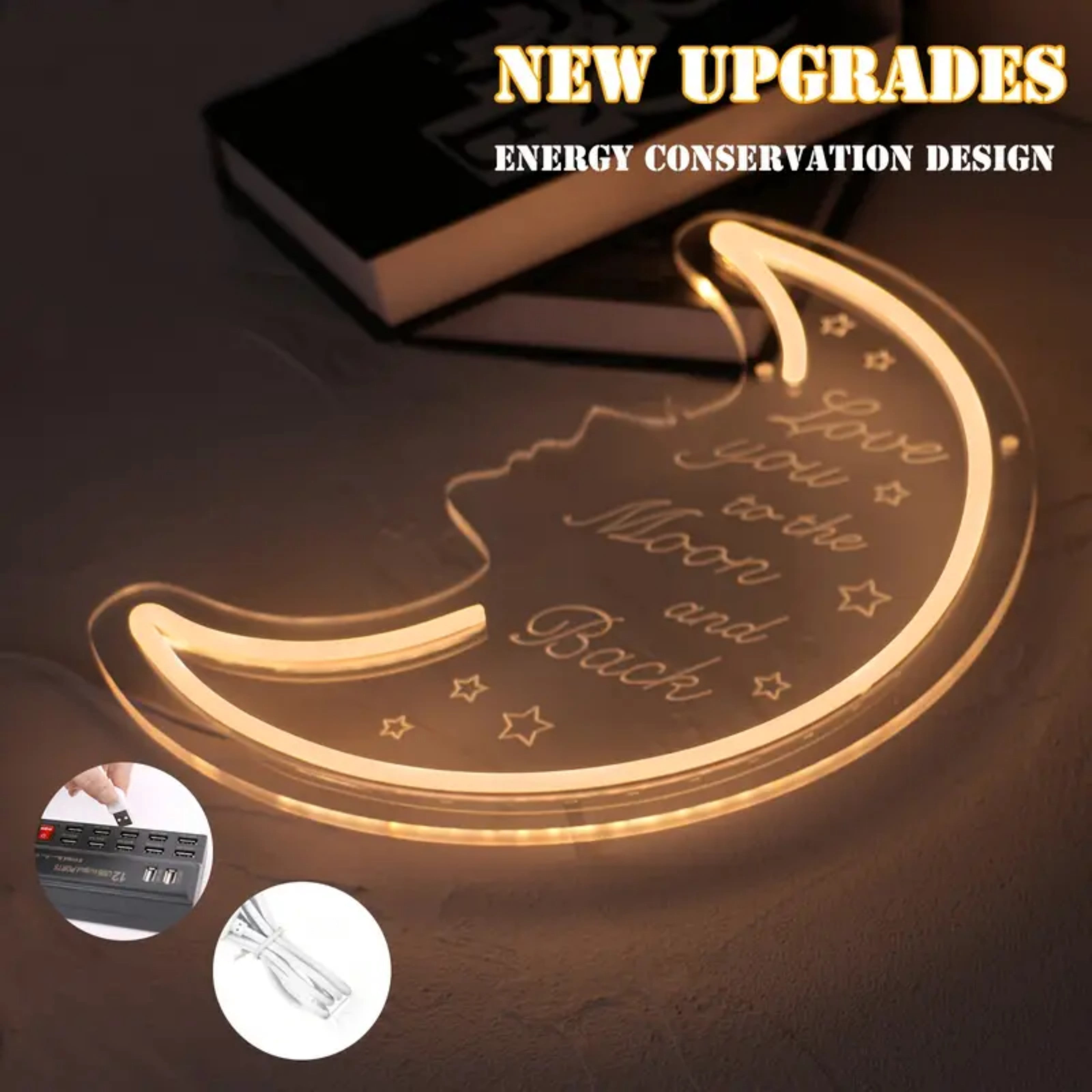 UPONRAY Love You to the Moon and Back Neon Signs, 13.8"*11" Dimmable & USB-Powered LED Neon Light, Stylish Wall Decor as gifts for Valentine's Day, Birthday, Family, Lover, Children