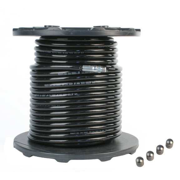 Sewer Jetter Hose & 4 Nozzles 3/8"x 300' 4400 PSI & 4.8 Orifice Stainless Steel DLX Thruster Flusher Degreaser Spinner