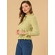 thumbnail image 4 of INSPIRE CHIC Blusa De Mujer Con Volantes Y Peplum Con Cuello Alto Y Manga Abullonada Amarillo XL, 4 of 6