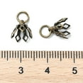 thumbnail image 3 of 100 pc Flower Rack Plating Brass Filigree Bead Cap Bails 7-Petal Antique Bronze 8x8mm Hole: 3mm, 3 of 3