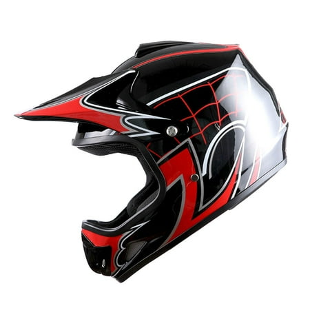 661 Dirt Lid Helmet - WOW Youth Kids Motocross BMX MX ATV Dirt Bike Helmet Spider Red