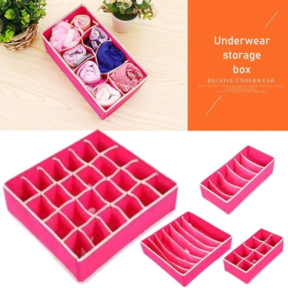 NOVELAR Multi-Grid Underwear Organizer, 12.6 x 12.6 x 3.94 in Dustproof Design, Stackable for Space Saving in Closets, Great for Bras, Panties, and Sock Storage