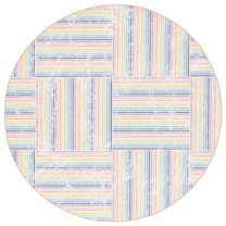 SAFAVIEH Kids Playhouse Geometric Stripes Machine Washable Area Rug, Ivory/Blue, 5' x 5' Round