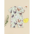 thumbnail image 4 of Jxzom Newborn Baby Boy Girl Farm Outfits 0 3 6 9 12 Months Chicken Print Short Sleeve Jumpsuit Crewneck Romper Bodysuit Summer Clothes, 4 of 8