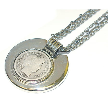 - Silver Barber Dime Necklace