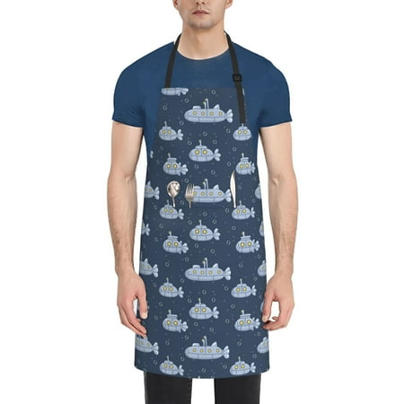 

Picia Submarine With Periscope Waterproof Apron for Unisex Adult - Adjustable Bib Apron with Pockets Ideal for Cooking Gardening Painting and Household Chores