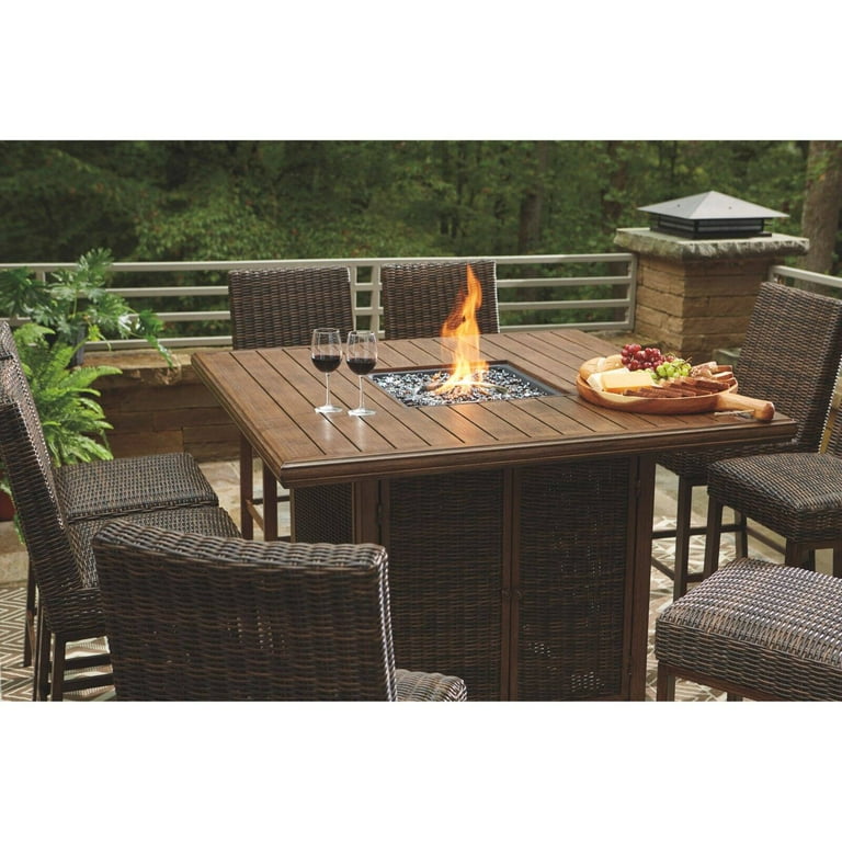 Ashley Furniture Paradise Trail Patio Fire Pit Pub Table in Brown Ashley Furniture Paradise Trail Patio Fire Pit Pub Table in Brown