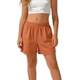 thumbnail image 2 of Girls Active Shorts Elastic Waistband Plain Shorts (Orange 13-14Years), 2 of 9