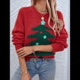 thumbnail image 4 of Suéteres Navideños para Mujer, Suéteres de Cuello Redondo, Suéteres de Larga, Ropa Navideña Festiva Rojo L, 4 of 10