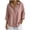 Pink, variant on Women's Shirt Tops 3/4 Sleeve Collared Button Snap V Neck Cotton Linen Summer Blouses Solid Color Lightweight Breathable Casual Tunics