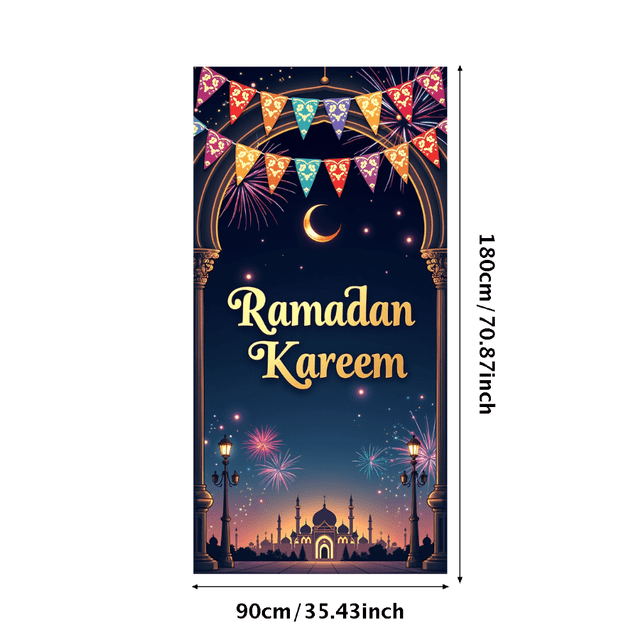 Ramadan Kareem Backdrop Banner Decorative Lanterns Mosque Design for Eid Mubarak Party Islamic Celebration Photography Props Home Decor Background