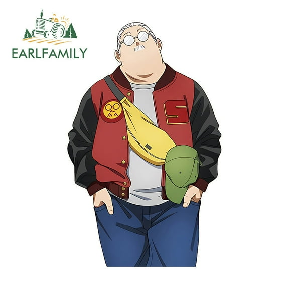 EARLFAMILY 5.1 Inch Taro Sakamoto Car Stickers Anime Creative Scratch-Proof Caravan Rearview Mirror Skateboard JDM Decal Waterproof Amusing Car Label