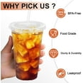 thumbnail image 3 of 100 Pack 24 oz Clear Plastic Cups with Lids and Straws, Disposable Plastic Coffee Cups with Lids for Iced Coffee, Cold Beverages, Smoothies and To-Go Drinks, 3 of 7