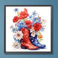 thumbnail image 3 of Pintura de diamante 5D DIY Kit de botas de flores con taladro redondo completo decoración del hogar 30x30cm, 3 of 9