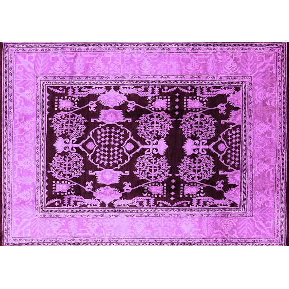 Ahgly Company Indoor Rectangle Oriental Purple Industrial Area Rugs, 2' x 4'
