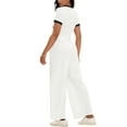 thumbnail image 3 of ATHLECHIC Women's 2 Piece Summer Short Sleeve Crew Neck Crop Tops Wide Leg Pants Sweatsuit Sets M White, 3 of 5