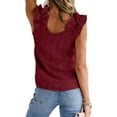 thumbnail image 3 of KZKR Womens Summer Jacquard Tank Top Chiffon Sleeveless Shirt V Neck Blouse, 3 of 3