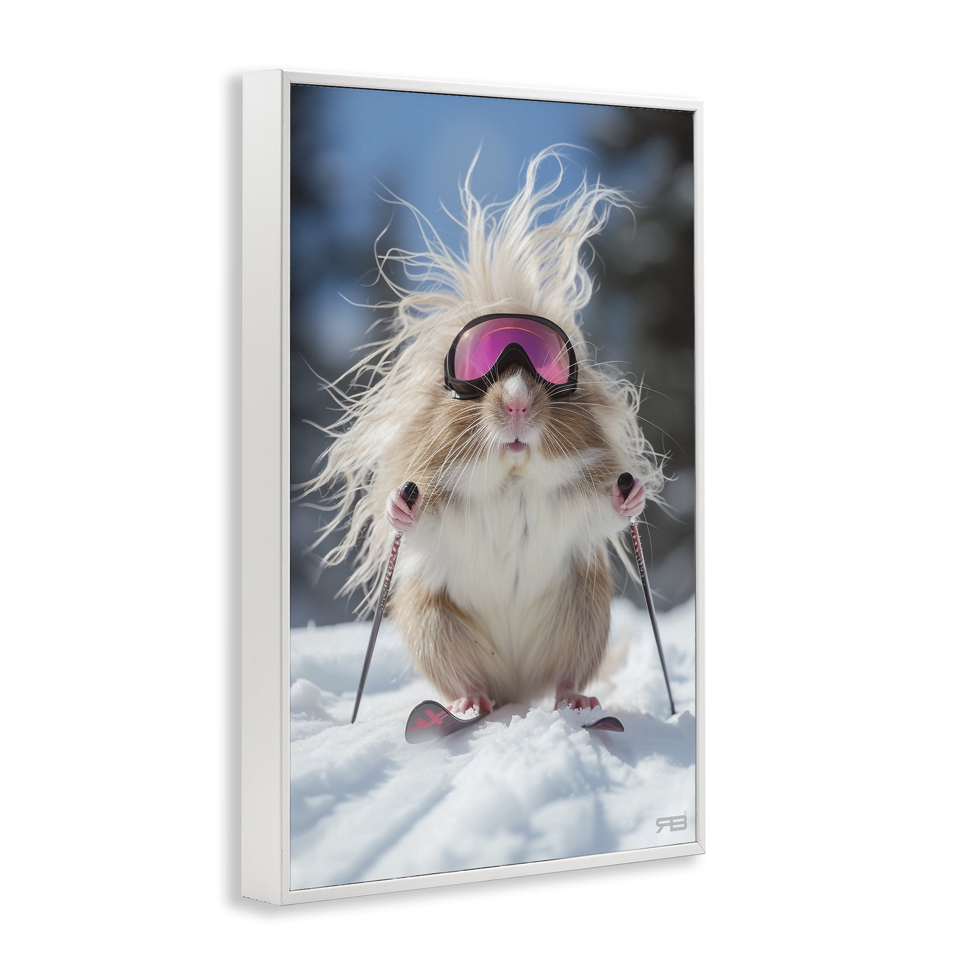 Stupell Industries Skiing Guinea Pig Animals & Insects Painting White Framed Art Print Wall Art, 20 x 30
