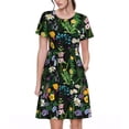 thumbnail image 1 of Bixox Robe d'Été à Manches Courtes pour Femmes Robe Ample Longueur Genou avec Poches-Camomille, 1 of 7