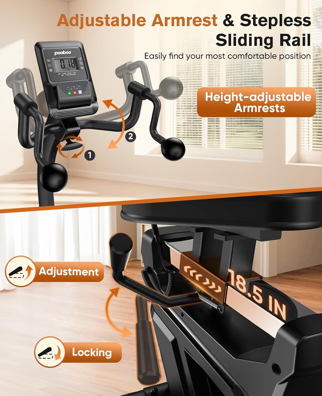 LNOW Magnetic Recumbent Exercise Bike with Bluetooth photo 7