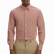 Men's Haggar® Slim-Fit Smart Wash™ Wrinkle Free Dress Shirt Color: Burgundy Tan Check Size: 14.5-32/33