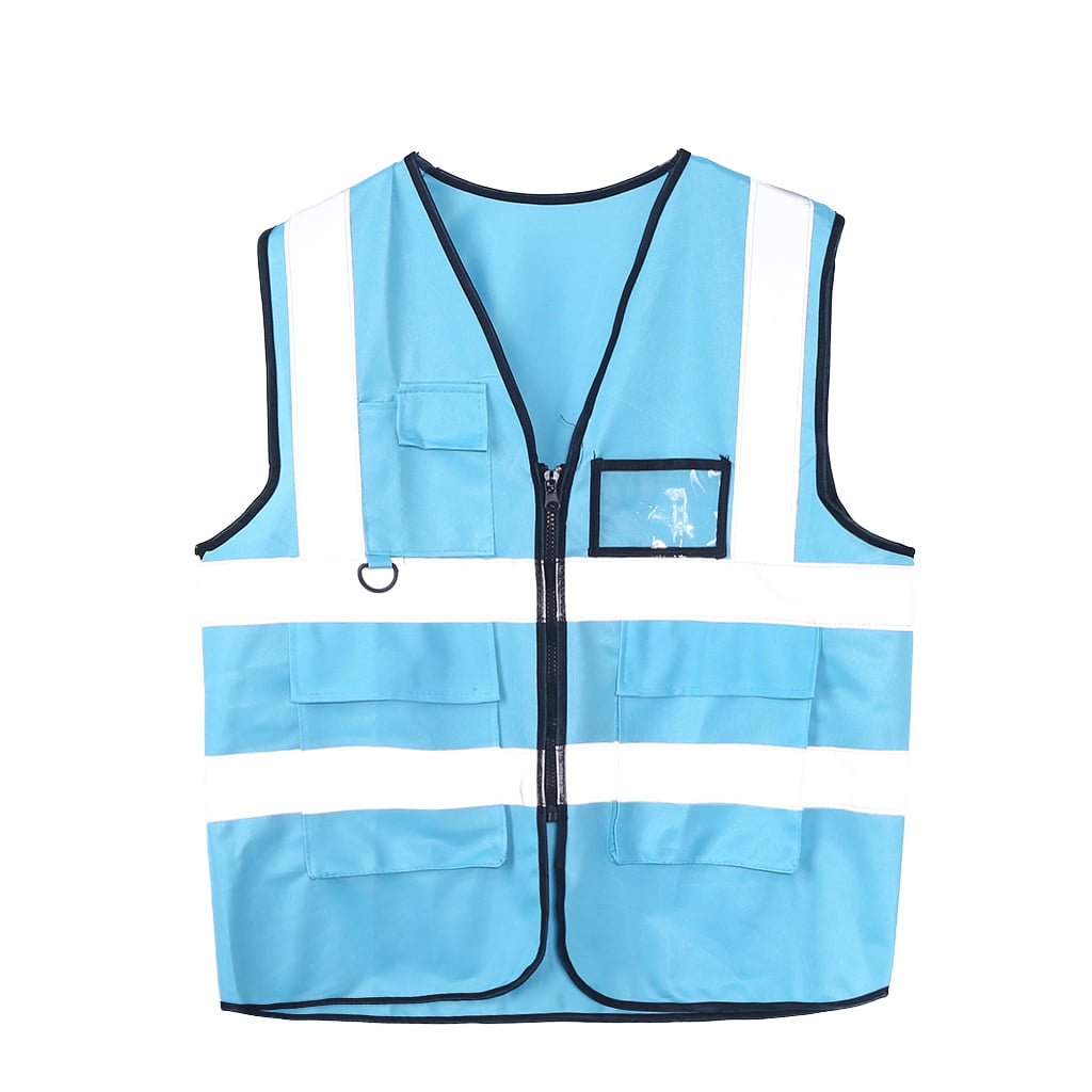 Hi-Vis Safety-Vest With Zipper-Reflective Jacket-Security Waistcoat W/ Pocket HH 