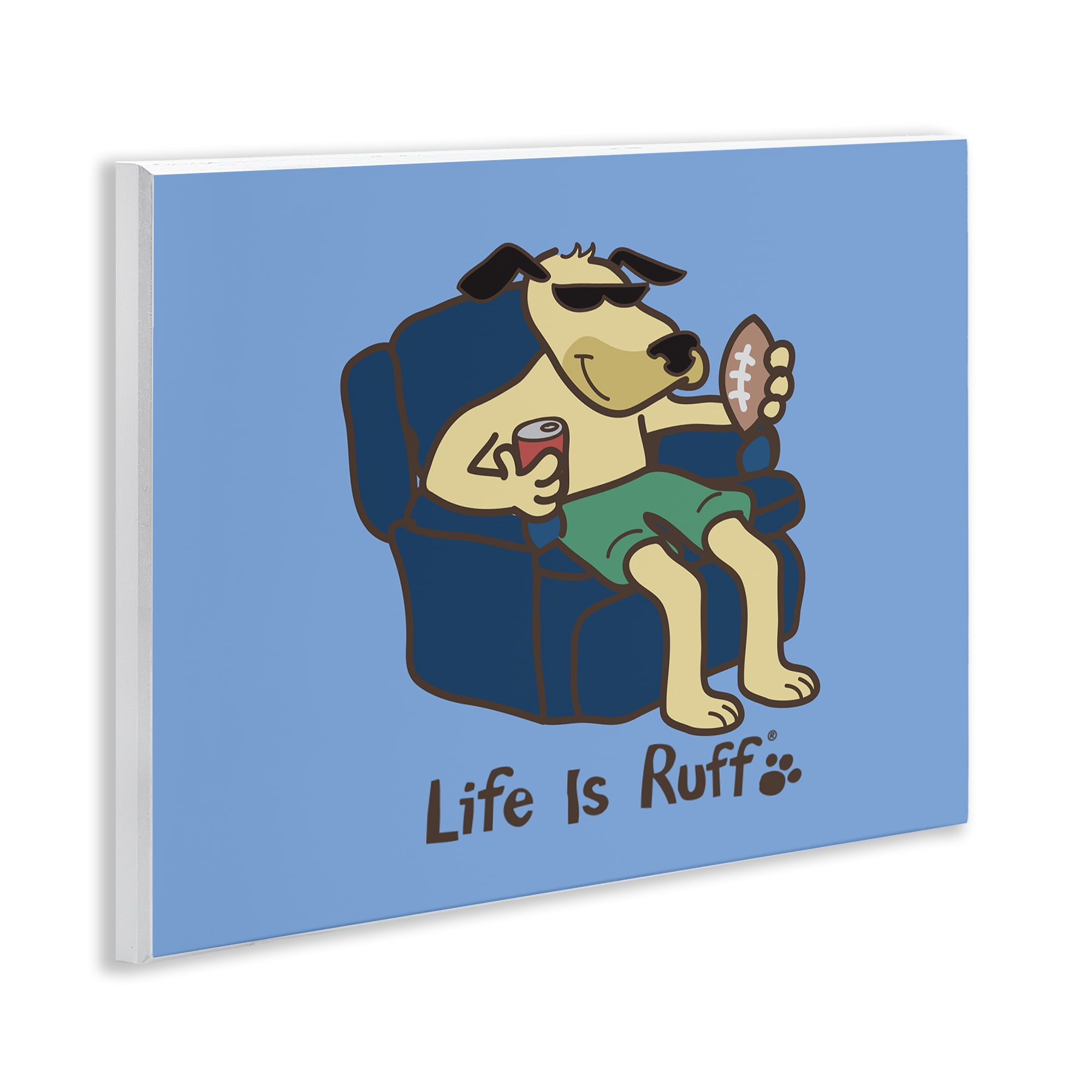 Stupell Industries Lounging Dog with Football Animals Painting Unframed Art Print Wall Art, 14 x 11