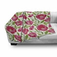 thumbnail image 3 of Poppy Flower Soft Flannel Fleece Blanket, Leaves and Petals Watercolors Bouquet Romance Inspiration Valentines Day, Cozy Plush for Indoor and Outdoor Use, 70" x 90", Green Pink Cream, by Ambesonne, 3 of 6