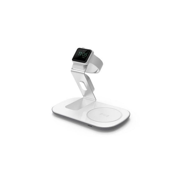 LAX Qi Certified Wireless Charger with Apple Watch Charging Stand, White