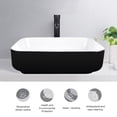 thumbnail image 2 of FULLWATT Ceramic Bathroom Vessel Sink with Faucet Combo with Overflow Bowl Square Basin Black and White, 2 of 10