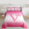 thumbnail image 2 of Feelyou Princess Monogrammed V Twin Comforter Sets, Kids Bow Letter Bedding Set, 2 Pieces, 2 of 8