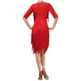 thumbnail image 5 of Zaldita Women's Layered Fringe Latin Tango Ballroom Prom Dress Asymmetrical Cocktail Dress Salsa Dancewear Red XL, 5 of 5