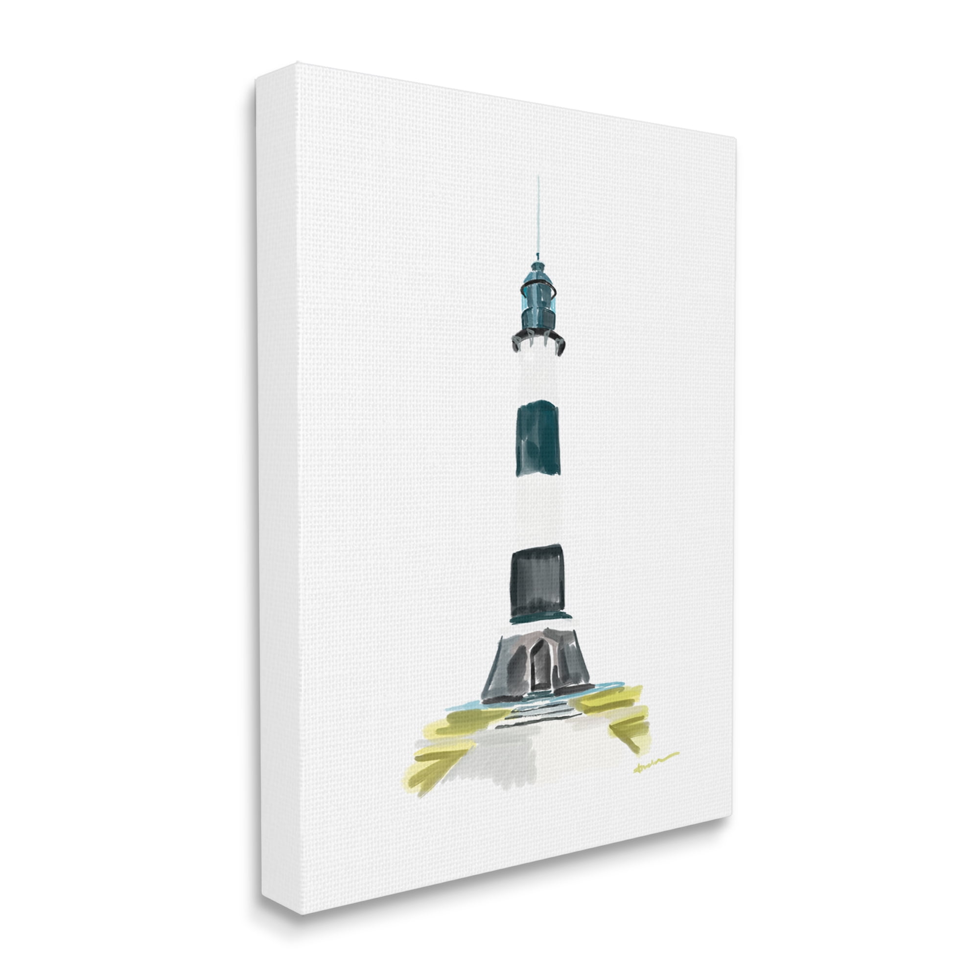 Stupell Industries Simple Modern Lighthouse Nature Painting Gallery Wrapped Canvas Print Wall Art, 36 x 48