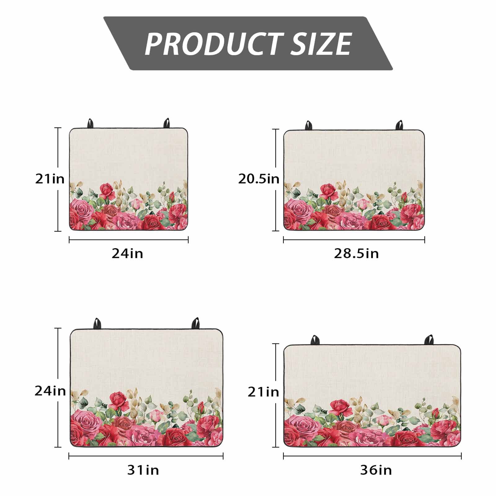 Roses Valentine's Day Stove Top Cover for Electric Stove, Heat-proof & Non Slip Glass Top Stove Cover Protector, Eucalyptus Leaves Floral Rustic Kitchen Flat Cooktop Rubber Mat 24x21 Inches