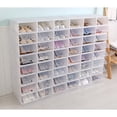 thumbnail image 4 of 1Pc Plastic Clear Shoe Storage Box Stackable Foldable Home Shoe Organizer for Sneakers Boots Slippers & Sandals Size:S Color:Pink, 4 of 7