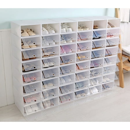 shoe storage box organizer plastic stackable clear foldable slippers sandals sneakers boots walmart 1pc drawer