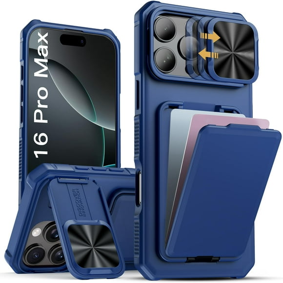 Funda SSLOTSCASE para iPhone 16 Pro Max con soporte y tarjetero