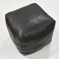 thumbnail image 5 of Square Shaped Goat Leather Handmade Eco-Friendly Chocolate Brown Pouf - Square Shape Pouf, 14" x 14"x 14", Plain Solid Pouf, Goat Leather Pouf, Recycled Cotton Fill Stuffed Pouf, Leather Seating Pouf, 5 of 5