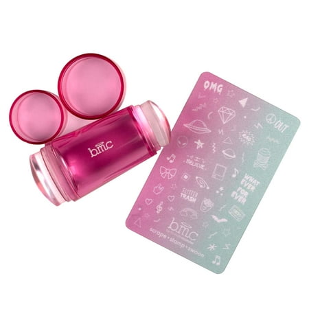 BMC Clear Dual Silicone Nail Stamping Heads w/Pink Tinted Handle - Glass