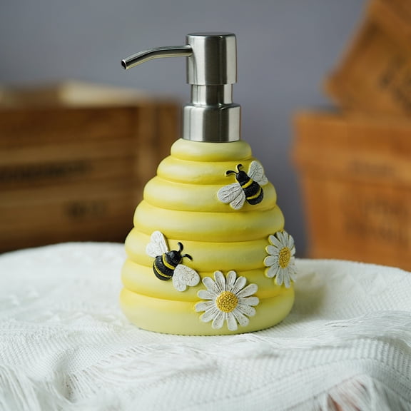 Bee Soap Dispenser with Rust Proof Pump, Refillable Liquid Hand Lotion Bottle for Bathroom, Bedroom and Kitchen