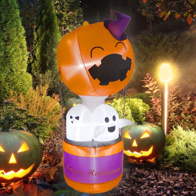 Globo Fantasma Inflable Llamativo Calabaza Que Brilla En La Decoración Del Patio Para Festivales Fiestas Parque Alegría Al Aire Libre 6 Pies