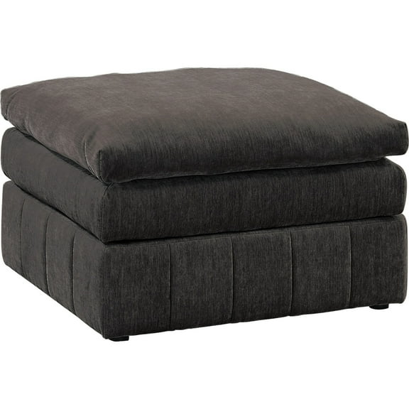 Luna 33 Inch Modular Ottoman Three Layer Plush Cushioned Seat Dark Gray - Saltoro Sherpi