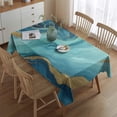 thumbnail image 2 of Blue Marble Gold Wave Pattern Rectangle Tablecloth 60"x84",Waterproof Polyester Rectangle Table Cloth, Wipeable Spillproof Polyester Tablecloth for Dining, Camping, Indoor and Outdoor, 2 of 5