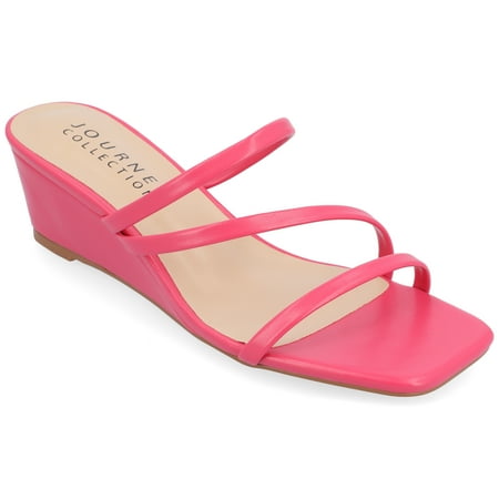 

Journee Collection Womens Takarah Crossover Strap Slip On Wedge Sandals