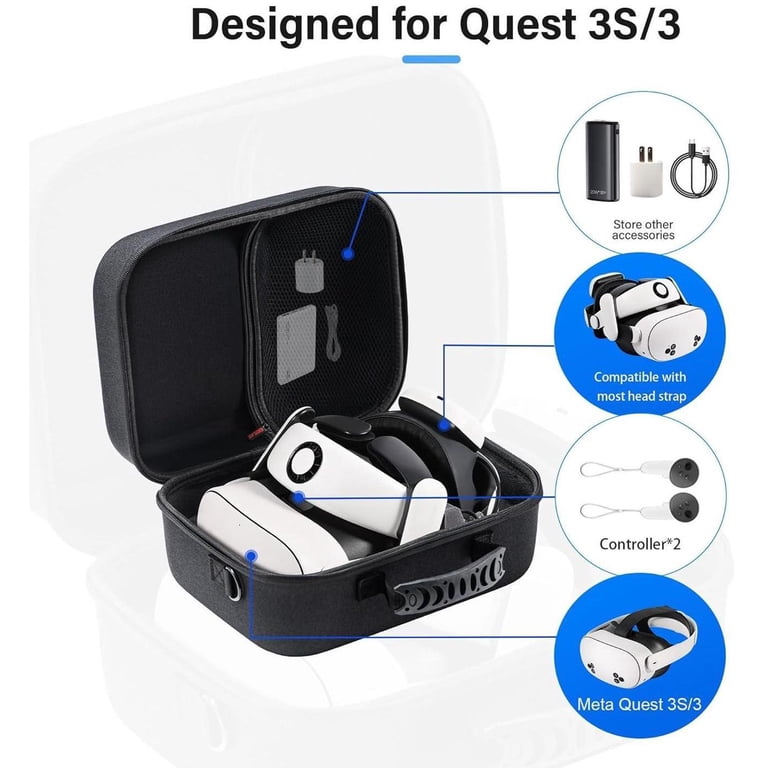 Large Carrying Case for Meta Quest 3S / Quest 3, Hard Travel Case