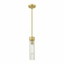 617-1S-BB-G617-11SCL Innovations Lighting Boreas - 1 Light Stem Hung Mini Pendant-13 Inch Tall and 3 Inch Wide-Brushed Brass Finish-Striped Clear